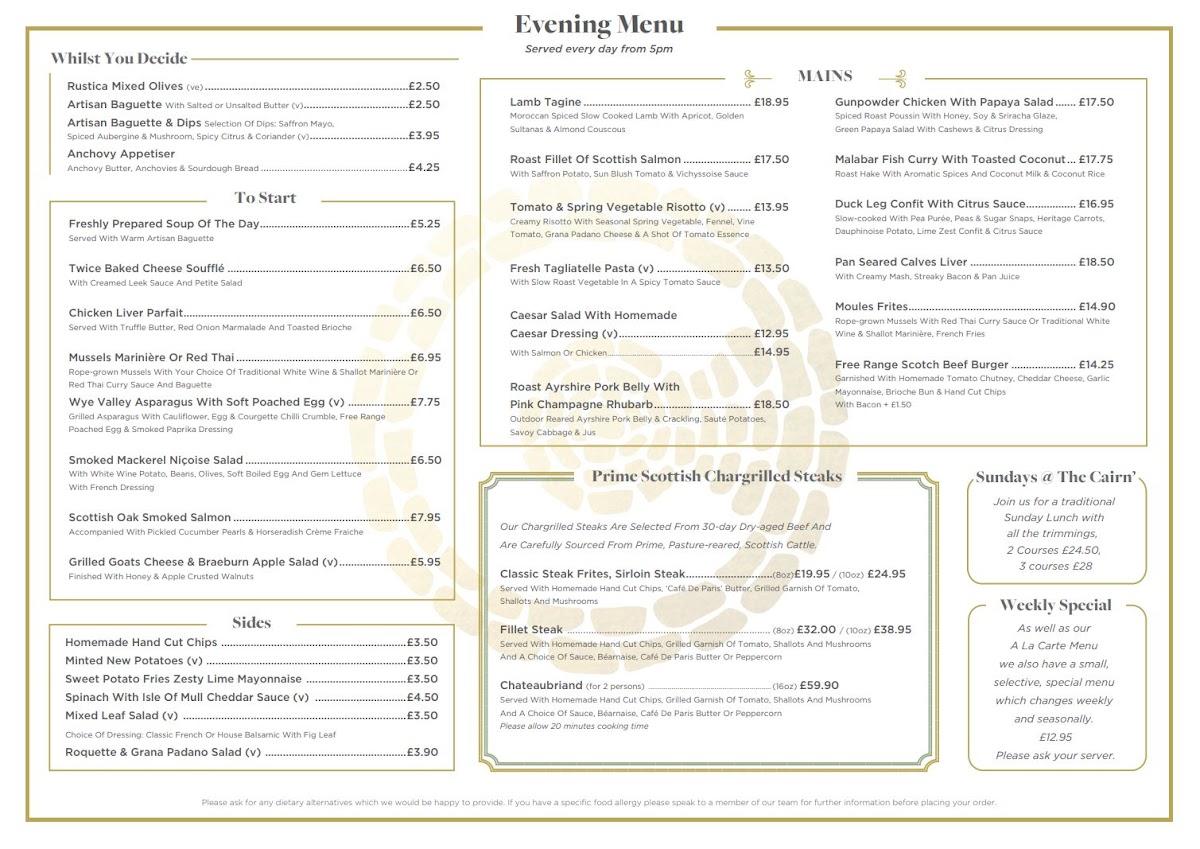 Menu at Cairn Lodge pub & bar, Auchterarder