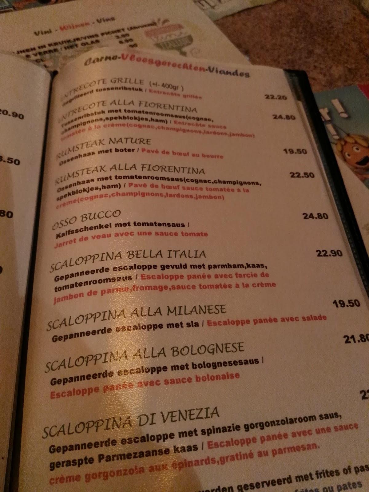 Speisekarte von Sole mio ( italian restaurant ), Koksijde
