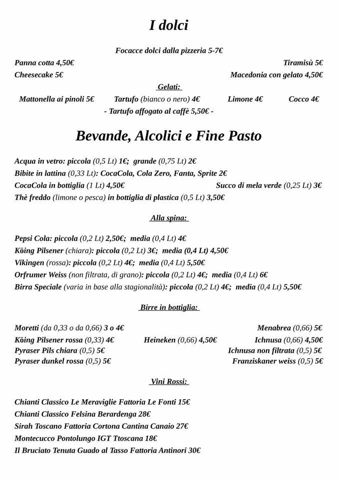 Menu Da La Vecchia Piazza Pizzeria Tavarnelle Val Di Pesa