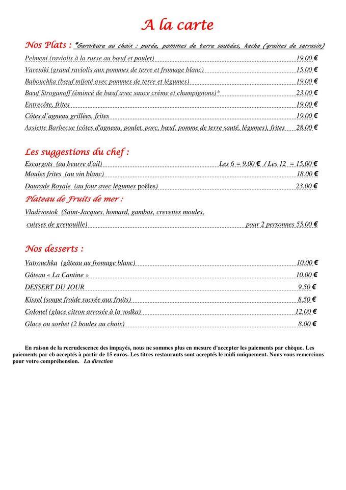Menu de Les Poupées Russes
