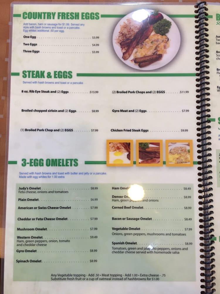 Menu at Judy's Cafe, Garland