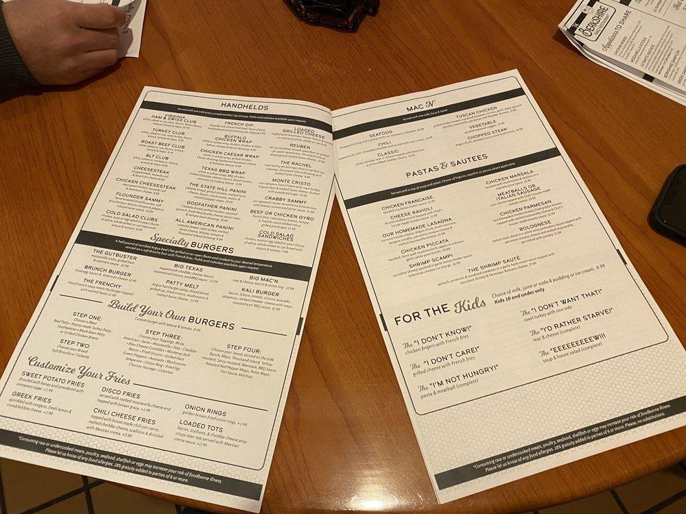 Menu at The Berkshire Family Restaurant, Wyomissing
