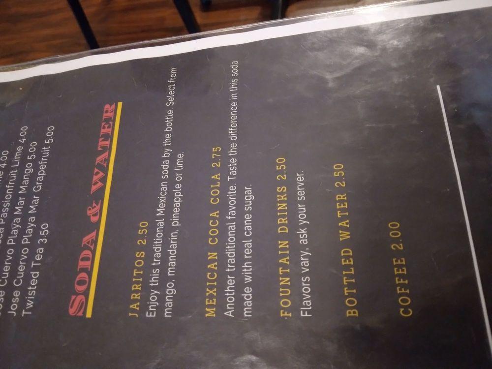 Menu at The Cowboy's Taqueria restaurant, Cobleskill