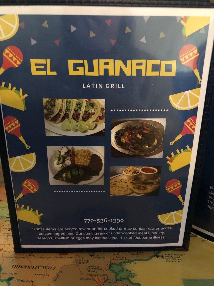 Menu at El Guanaco restaurant, Flowery Branch