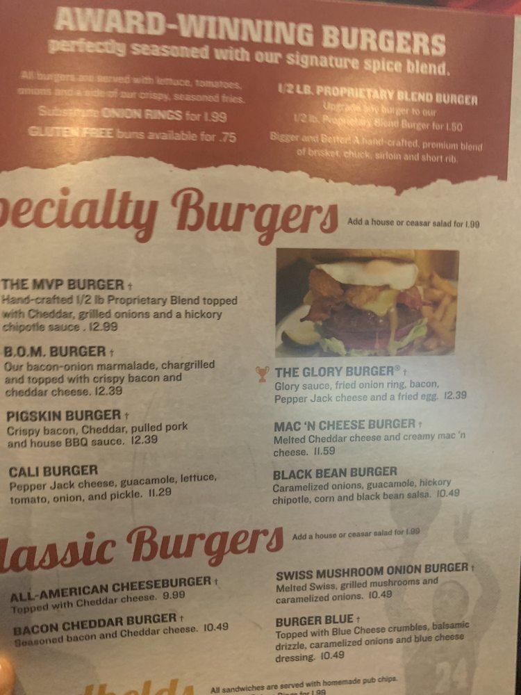 Menu at Glory Days Grill pub & bar, Macon