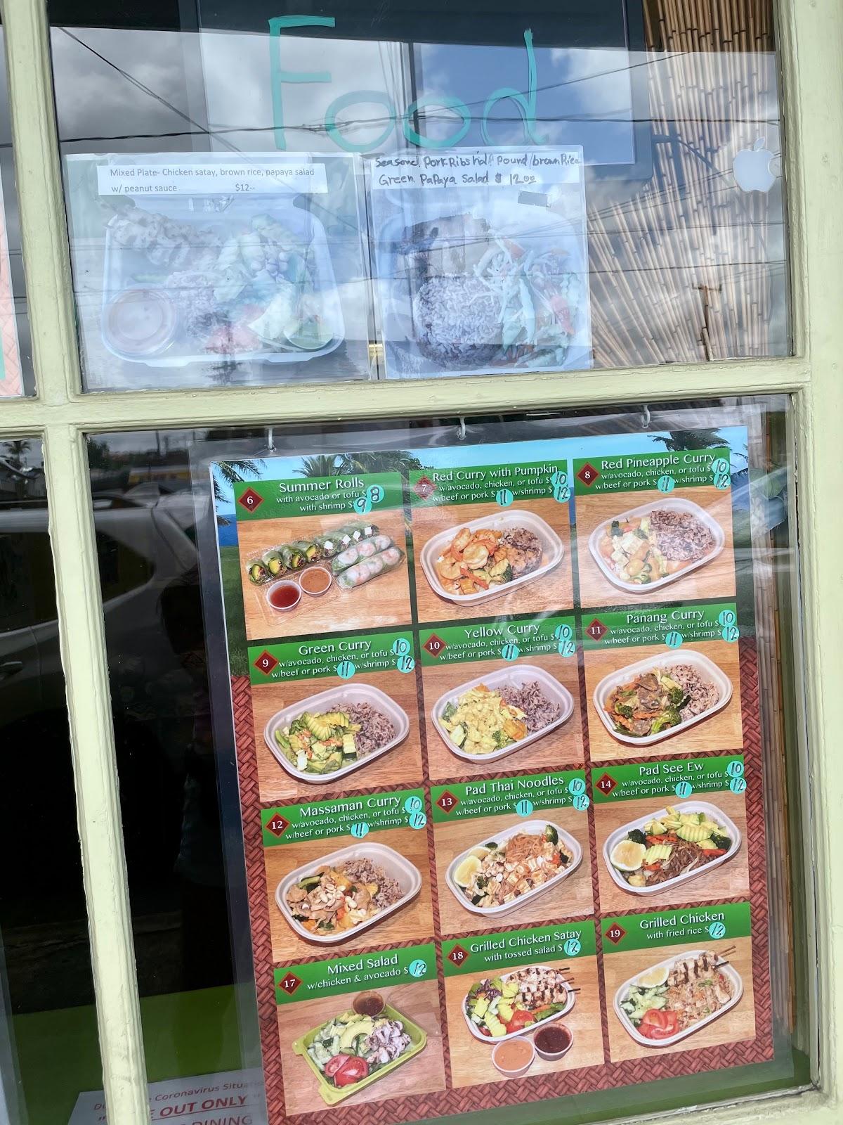 Menu at Ratana's Green Papaya Salad restaurant, Hilo
