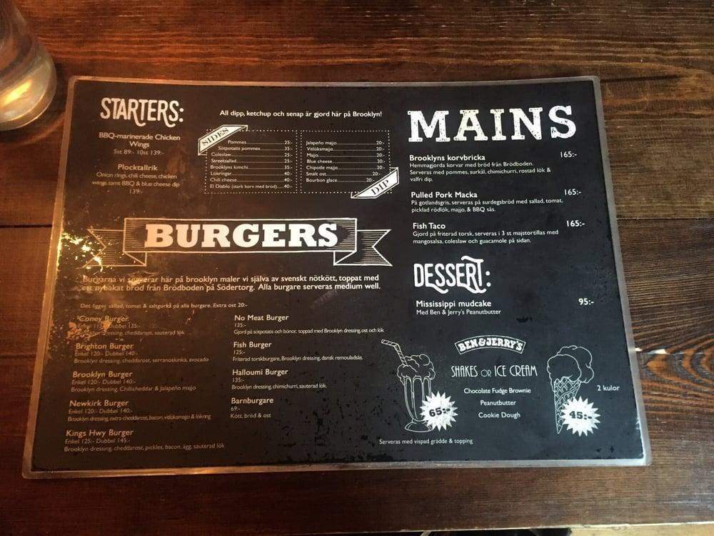 Menu at Brooklyn Visby restaurant, Visby
