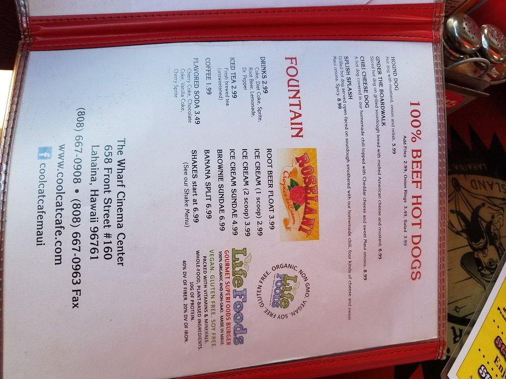 Menu at Cool Cat Cafe Maui, Lahaina, 658 Front St 160