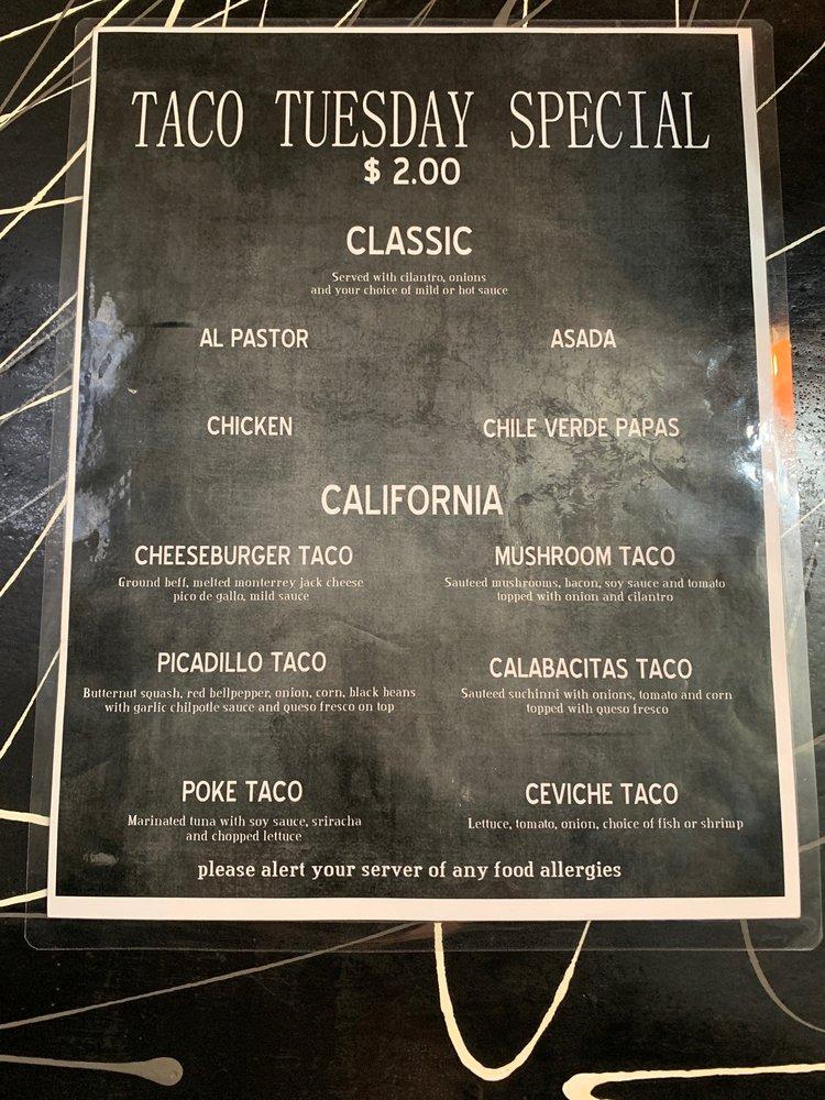 Menu at Don Q's restaurant, Atascadero