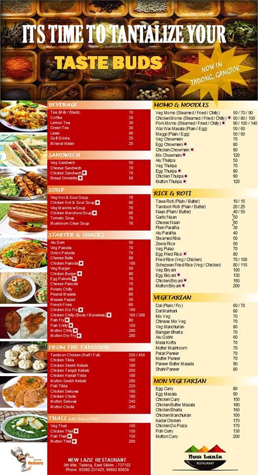 Menu at New Laziz Restaurant Gangtok, Gangtok
