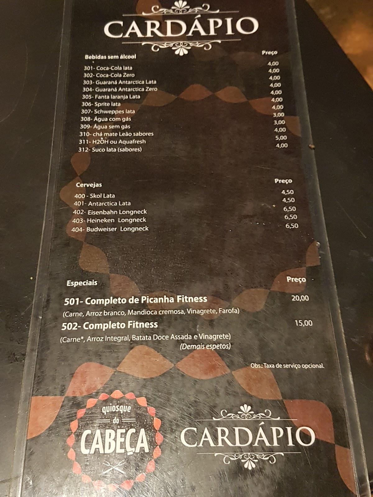 Menu at Quiosque do Cabeça restaurant Brasília R 5 Sul