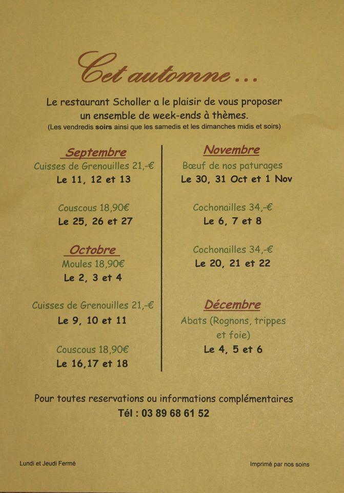 Menu au Restaurant Au Chasseur Scholler Kn ringue