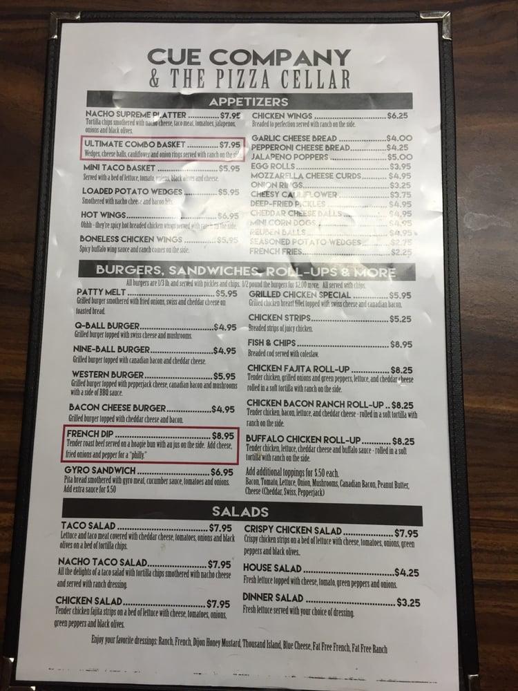 Menu at Pizza Cellar pizzeria, Blooming Prairie
