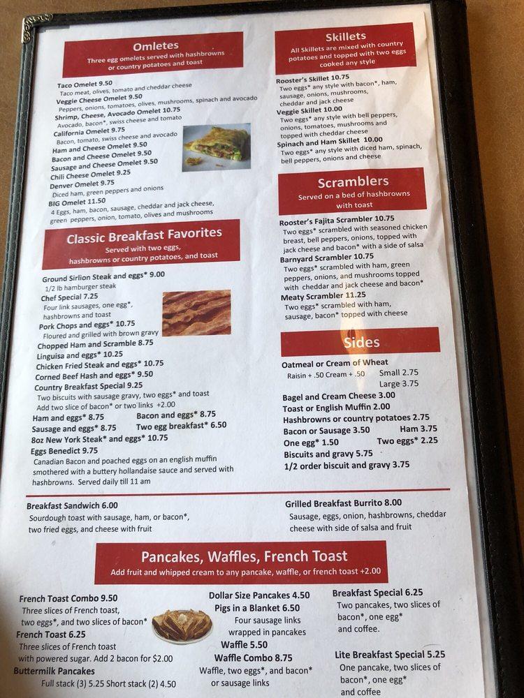 Menu at Red Rooster Grill and Pub, Klamath Falls