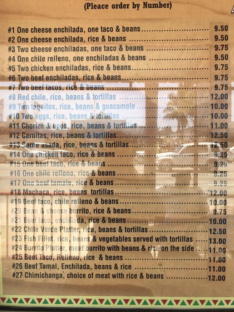 Menu at El Burrito Junior restaurant, Lomita