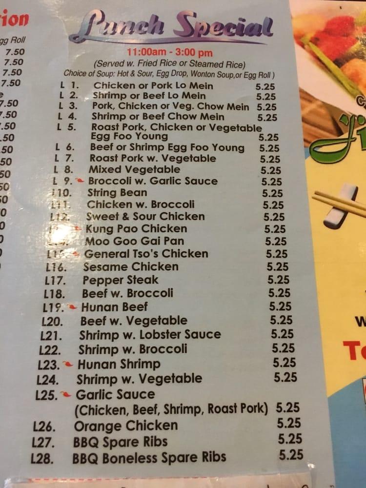 Jin Jin Garden Menu Fasci Garden