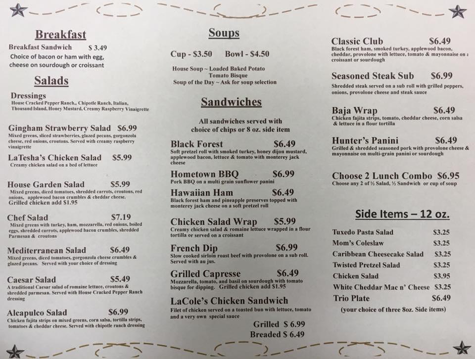 Menu at The Lunch Box Cafe & Bakery, Richlands, 2605 2nd St