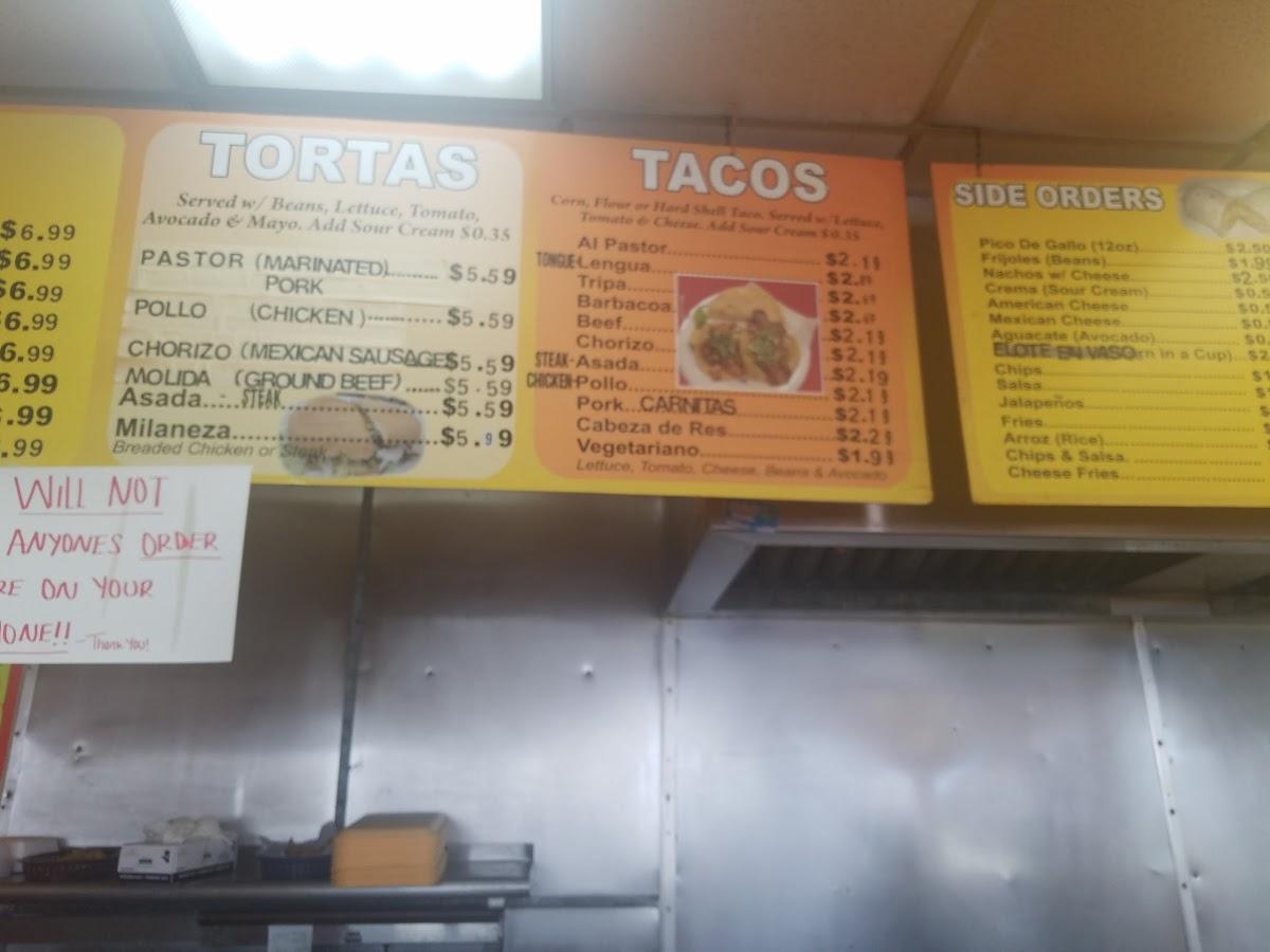 Menu at El Rey del Taco restaurant, Hammond