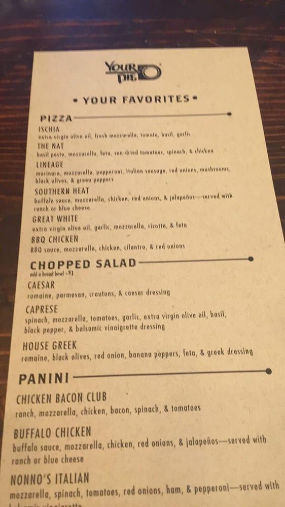 Menu at Your Pie Pizza pizzeria, Indio