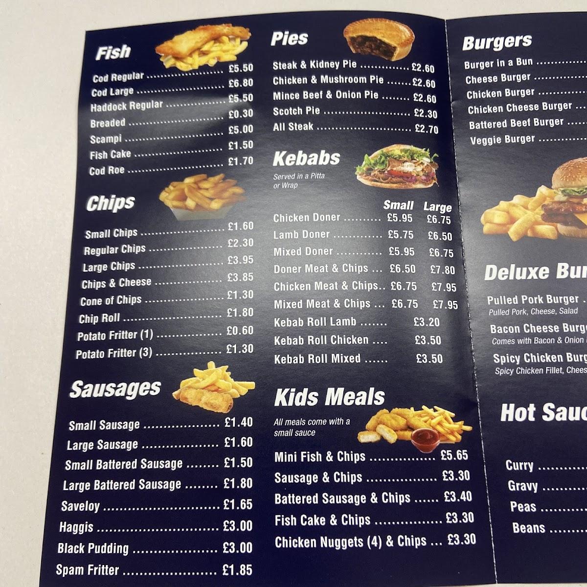 Menu at The Old Village Fish & Chip Shop restaurant, Corby