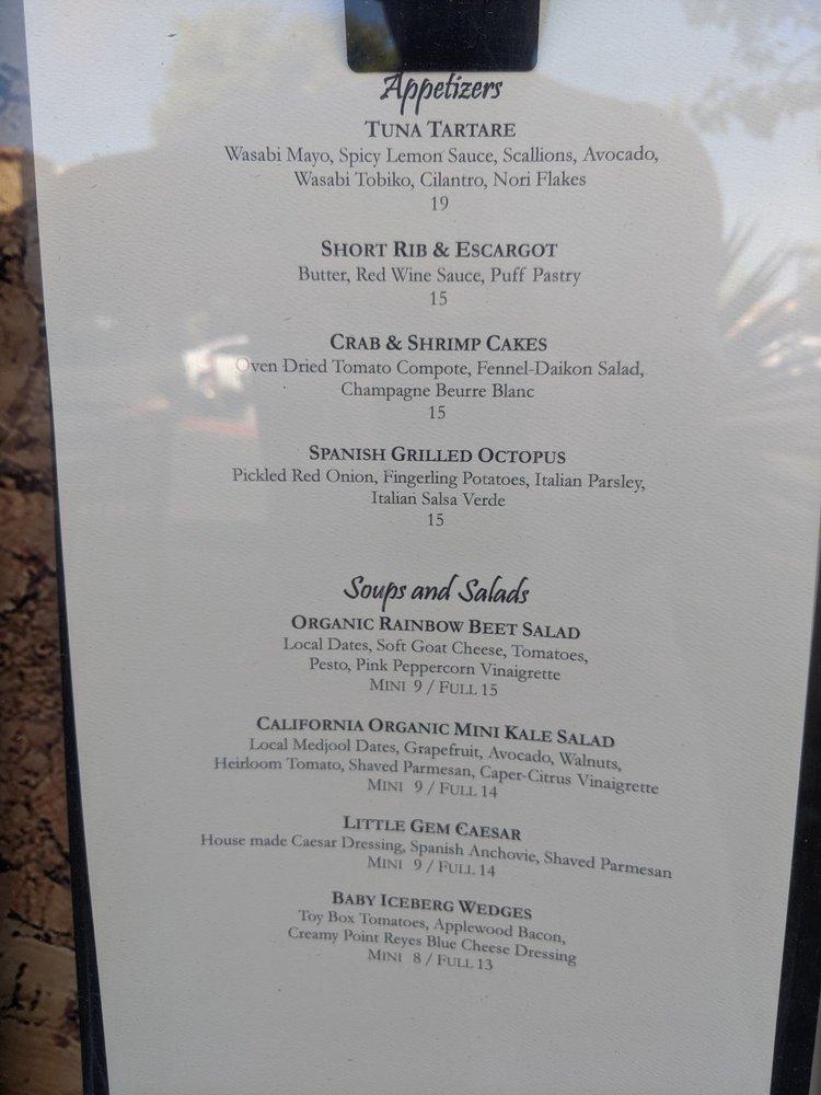 Menu at Cork Tree restaurant, Palm Desert