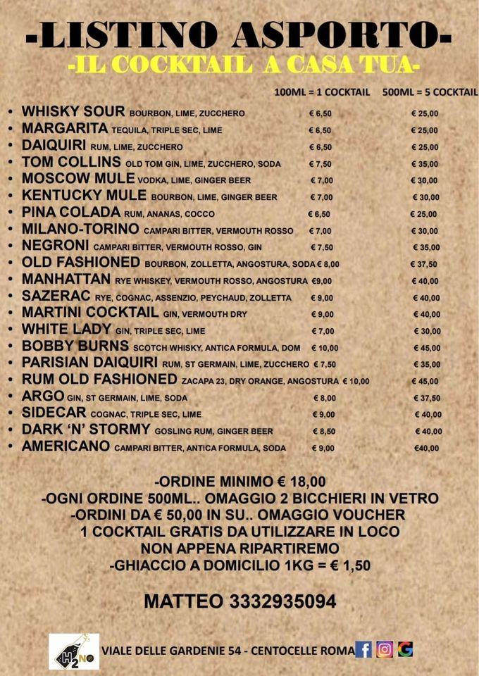 Menu de H2no