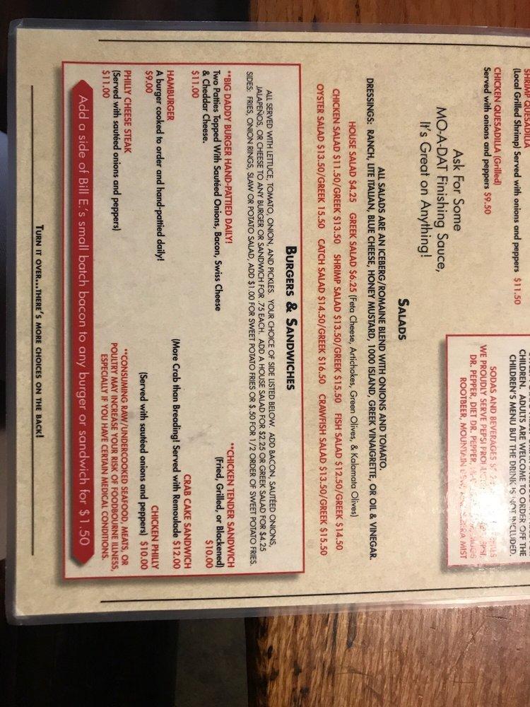 Menu at Big Daddy's Grill, LLC. restaurant, Fairhope