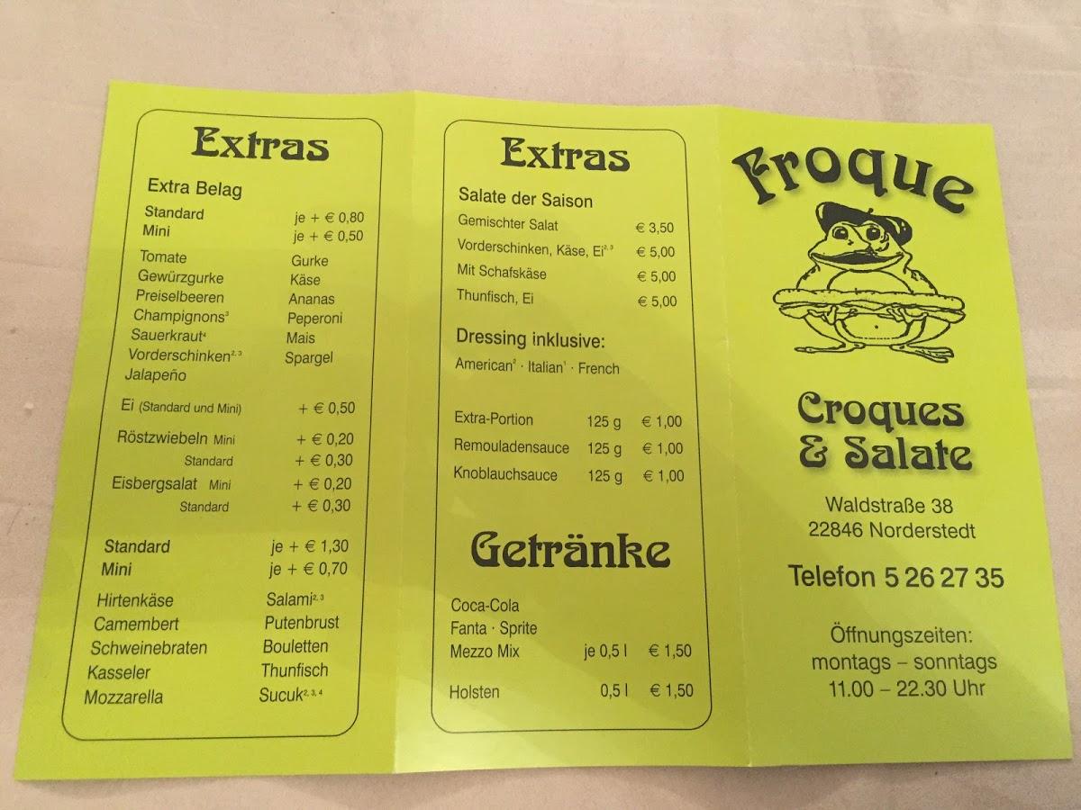 Speisekarte von Froque Croque restaurant, Norderstedt