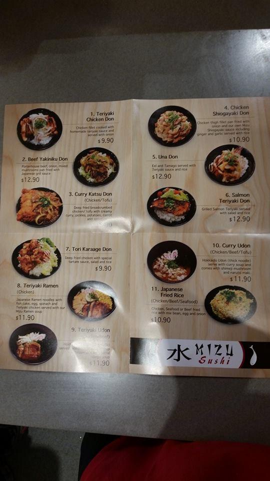 Carta Del Restaurante Mizu Sushi Moonee Ponds 93 Puckle St