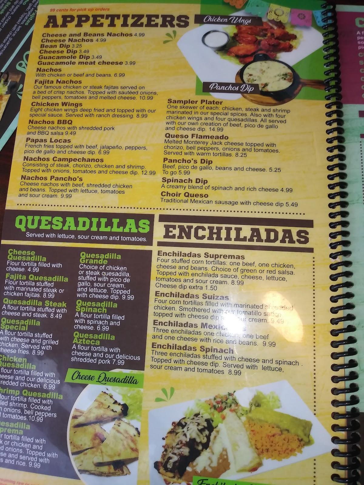 Menu at Mr Pancho's Mexican Restaurant and Grill, East Alton
