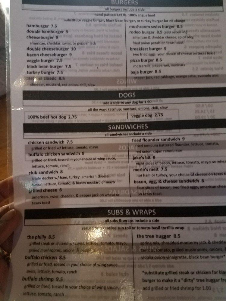 Menu at Jake's Pub & Billiards, Greensboro