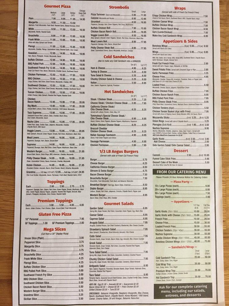 Menu at Tommyboy's Pizza and Cafe, Kutztown