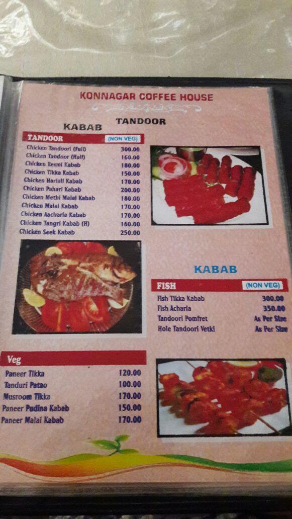 Menu at Konnagar Coffee House, Nabagram Colony, 165