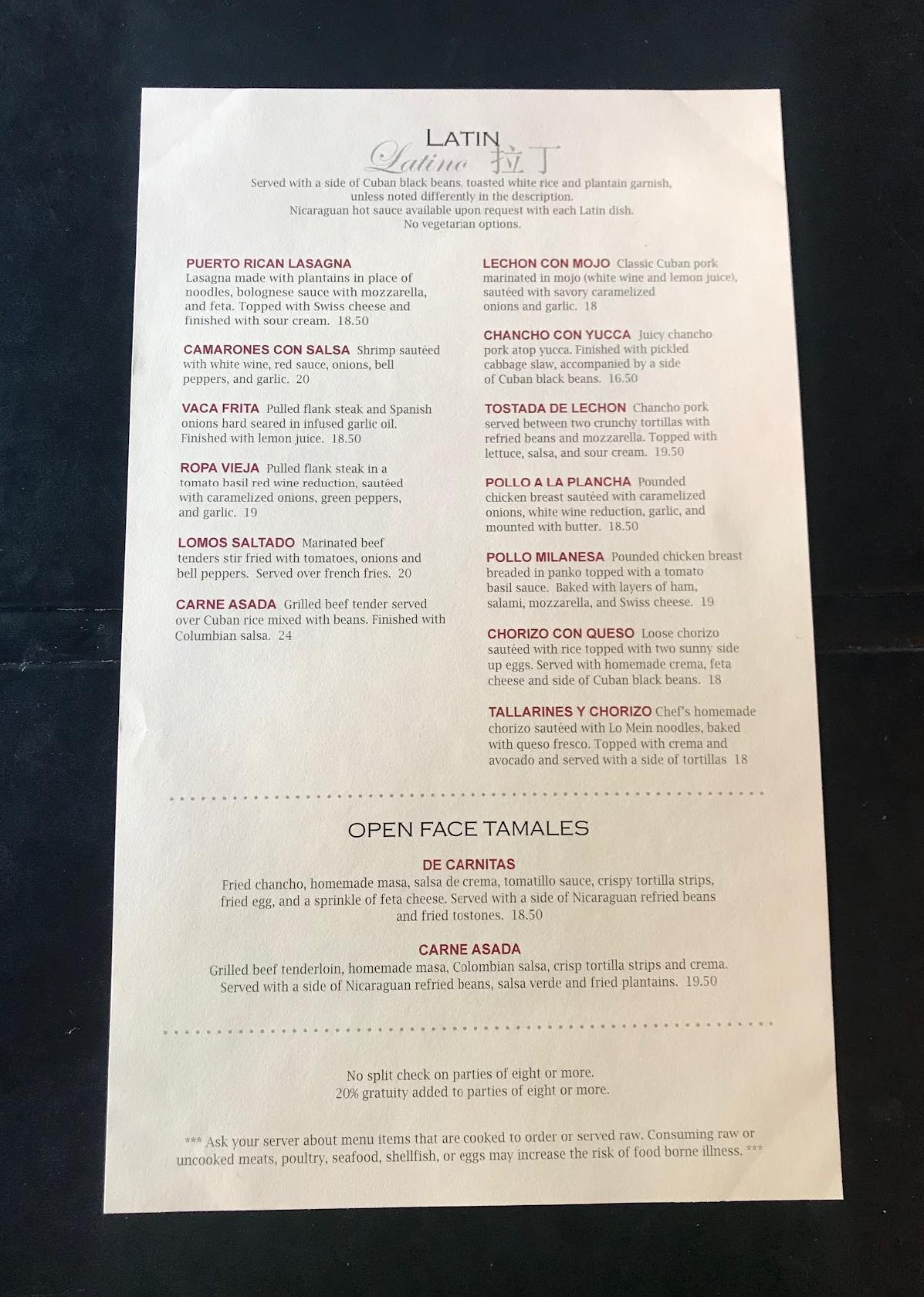 Menu At Little G's Fusion Cuisine Restaurant, Traverse City