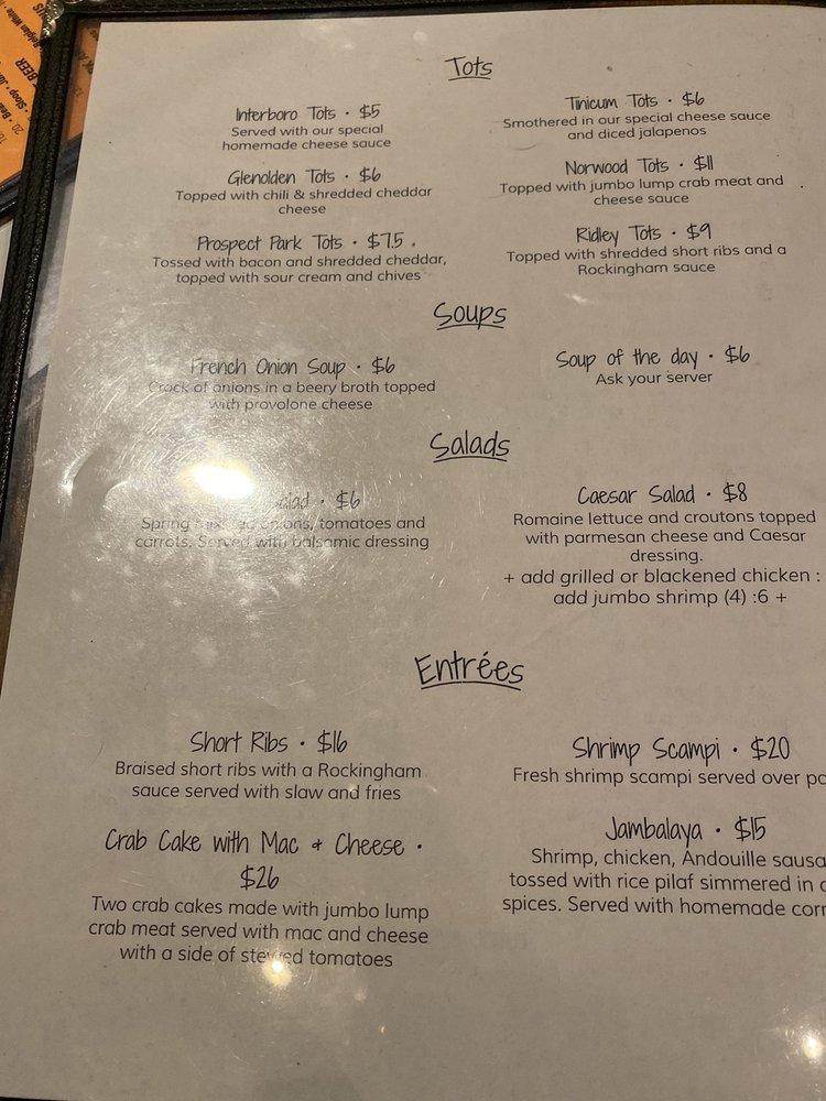 Carta de The Fainting Goat Bar and Restaurant, Glenolden