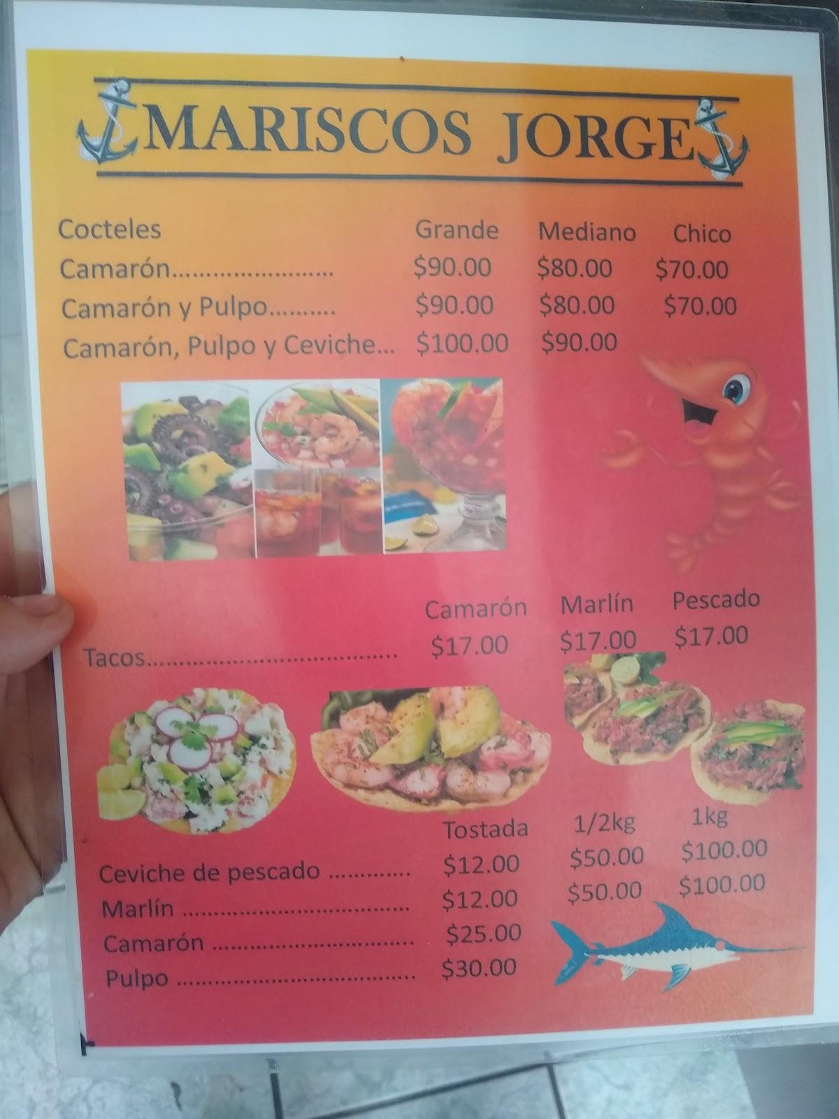 Carta del restaurante Mariscos Jorge, Tonalá