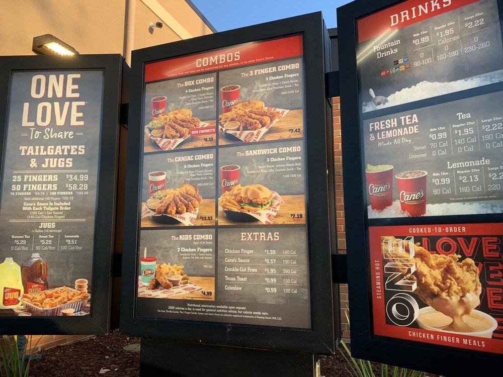 Menu at Raising Cane's Chicken Fingers fast food, Huntington Beach