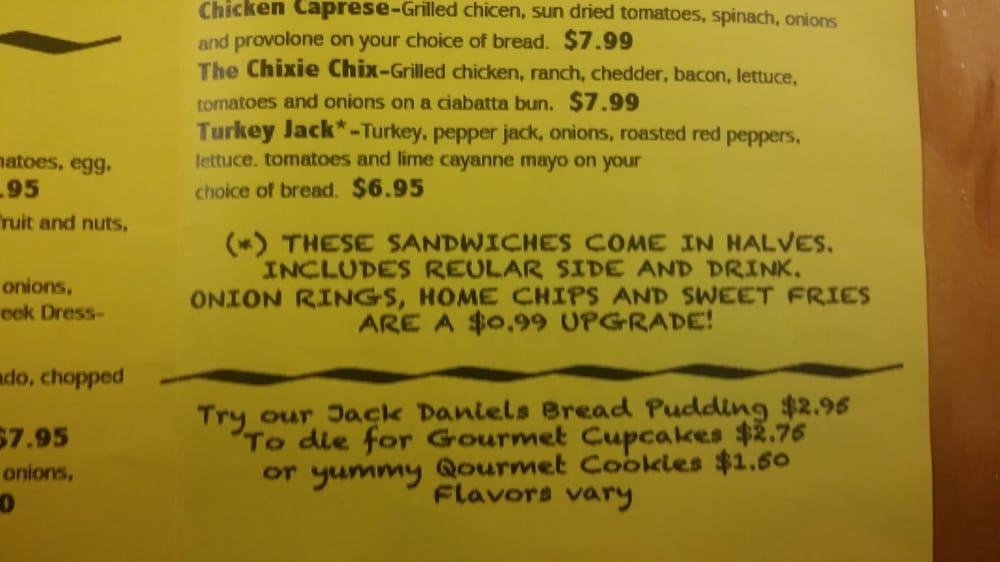 Menu at Buffalo Joes restaurant, La Vernia