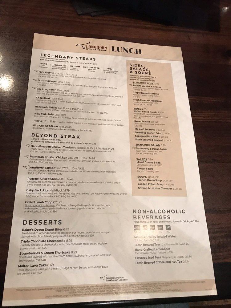 Menu At Longhorn Steakhouse, Lakewood Township, Nj-70