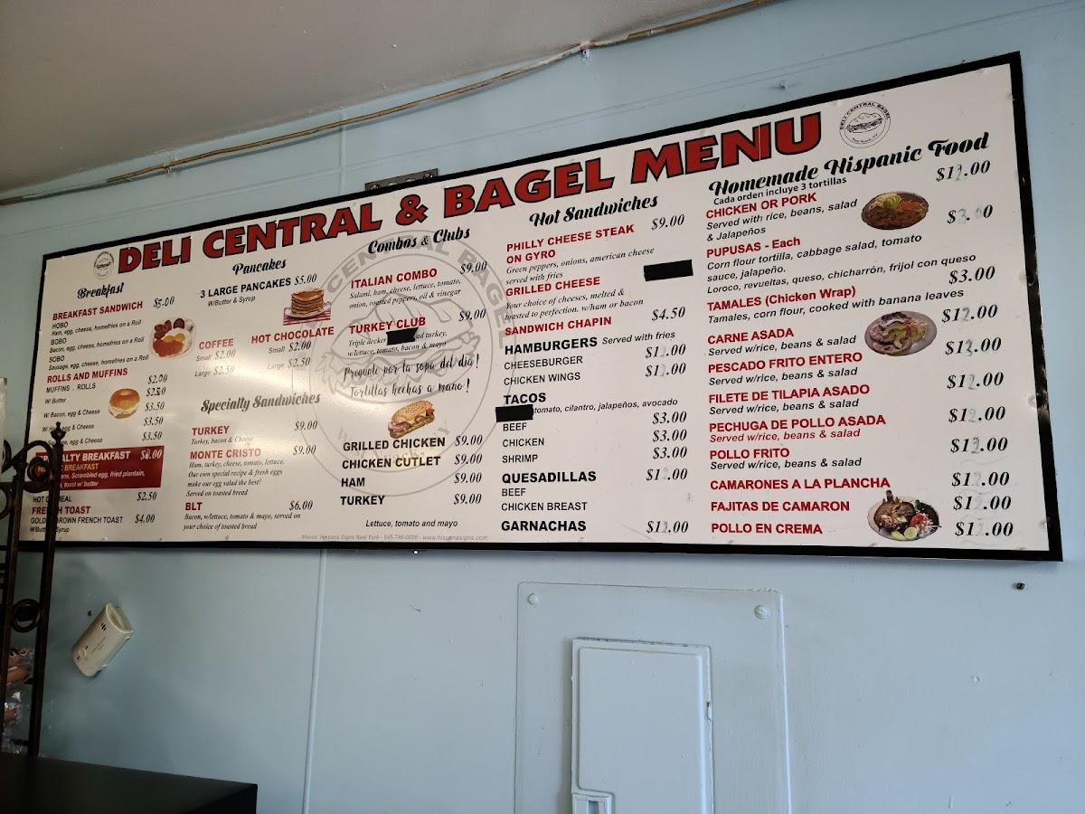 Menu at Deli Central & Bagel restaurant, West Nyack