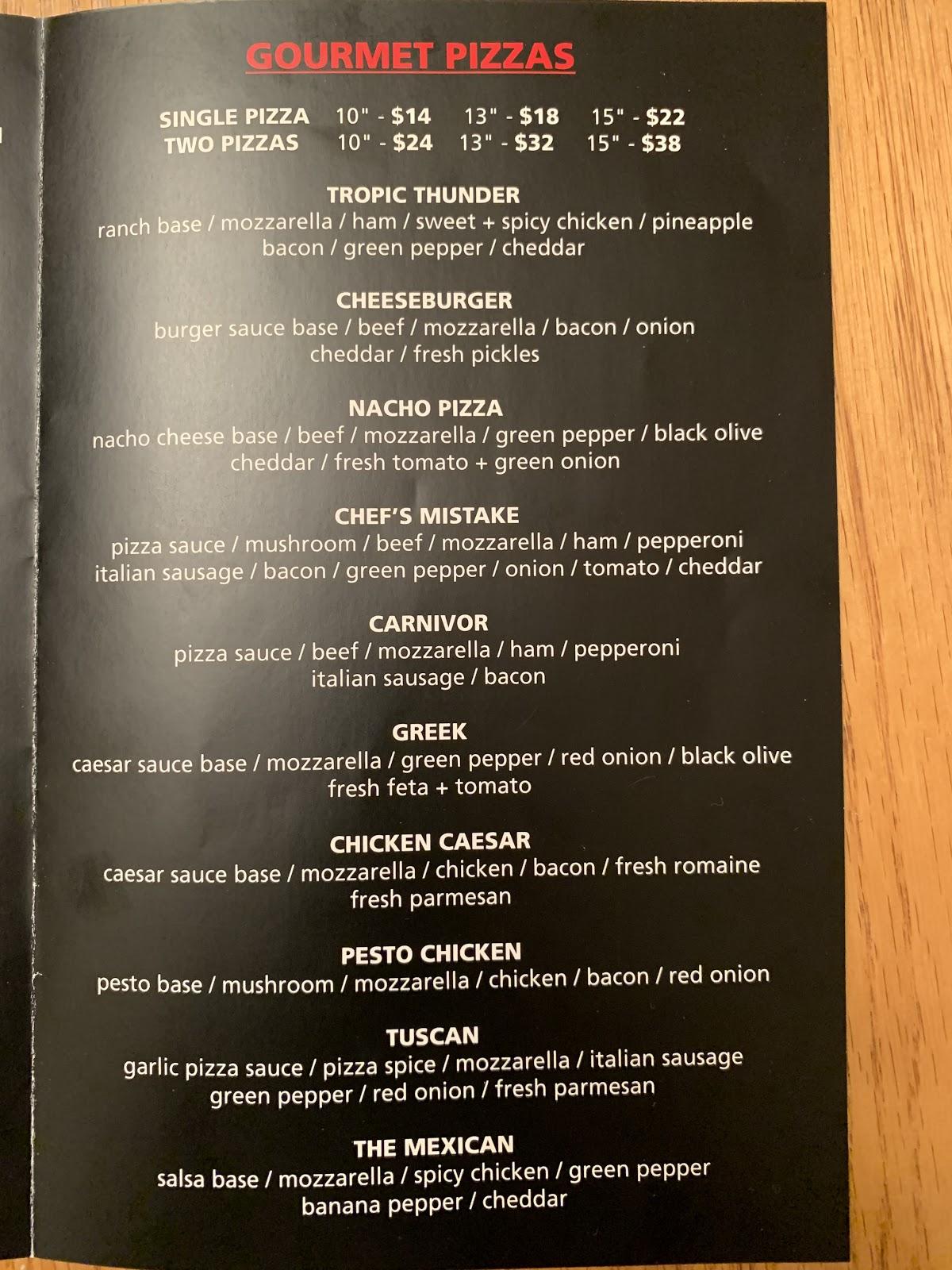 Menu at Lago pizza and pasta pizzeria, Sylvan Lake
