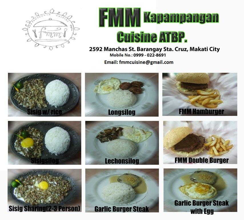 Menu at FMM Kapampangan Cuisine ATBP. restaurant, Makati