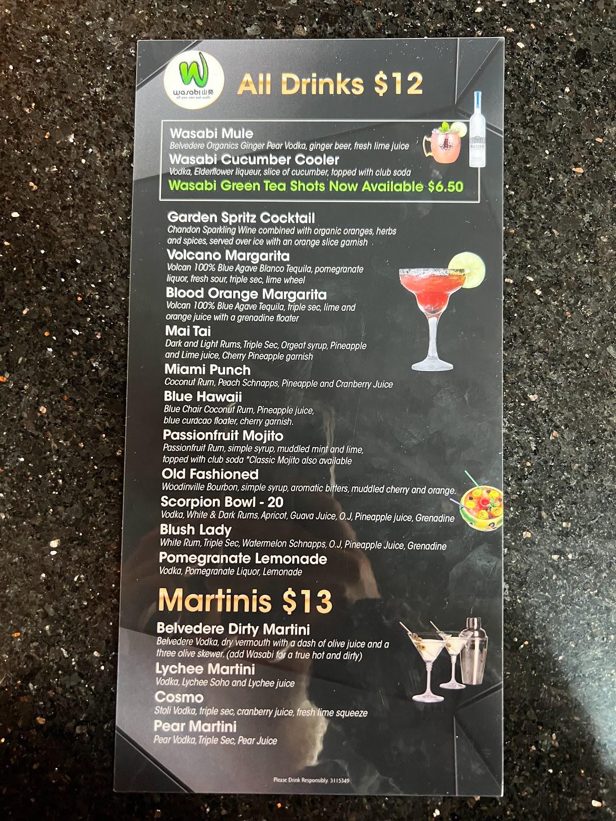 Menu at Wasabi Restaurant & Bar, Saratoga Springs