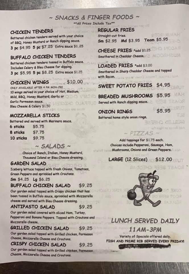 Menu at Caz Sports Bowl pub & bar, Cazenovia