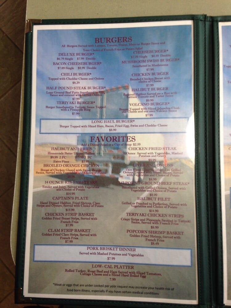 Menu at Indy Way Diner restaurant, Longview