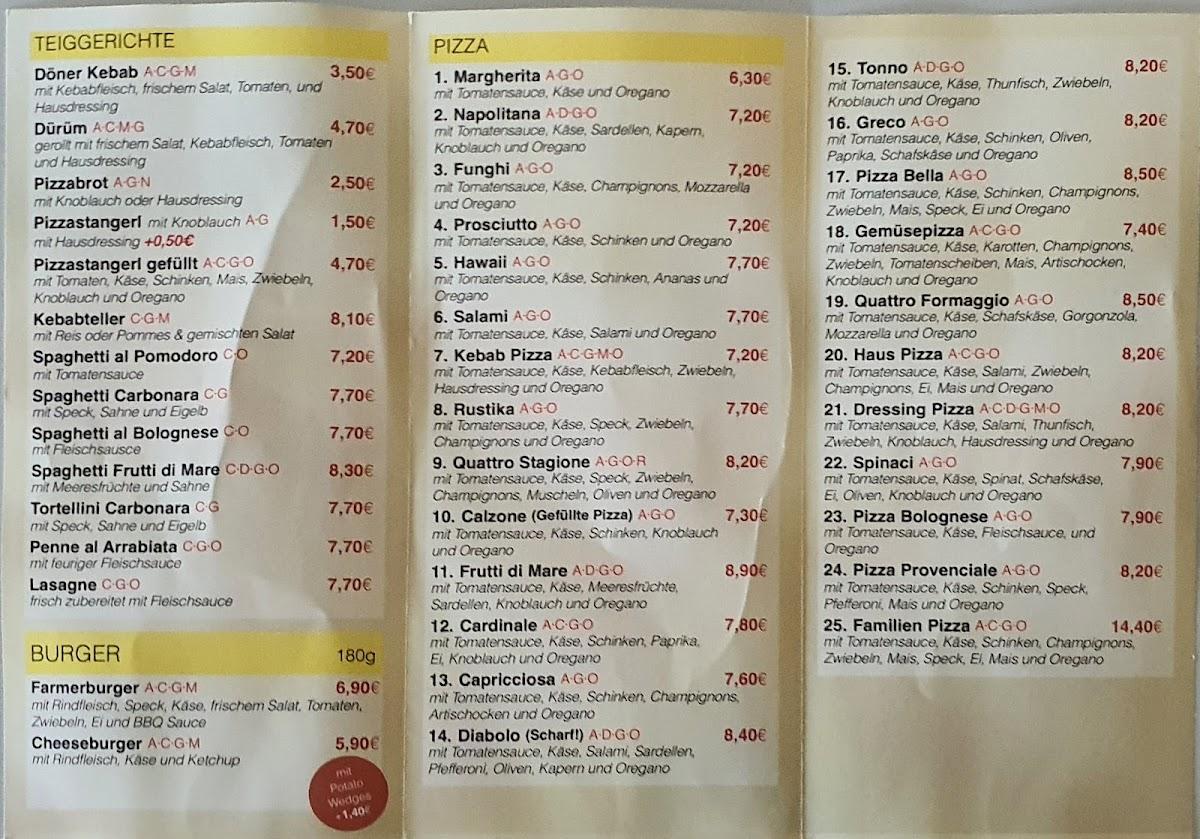 Speisekarte von Pizza Bella Ergül Jennersdorf, Jennersdorf