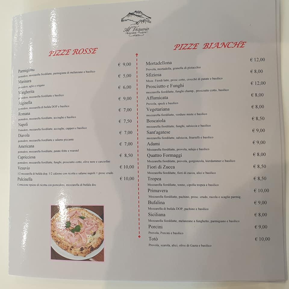 Menu di Al Vesuvio 
