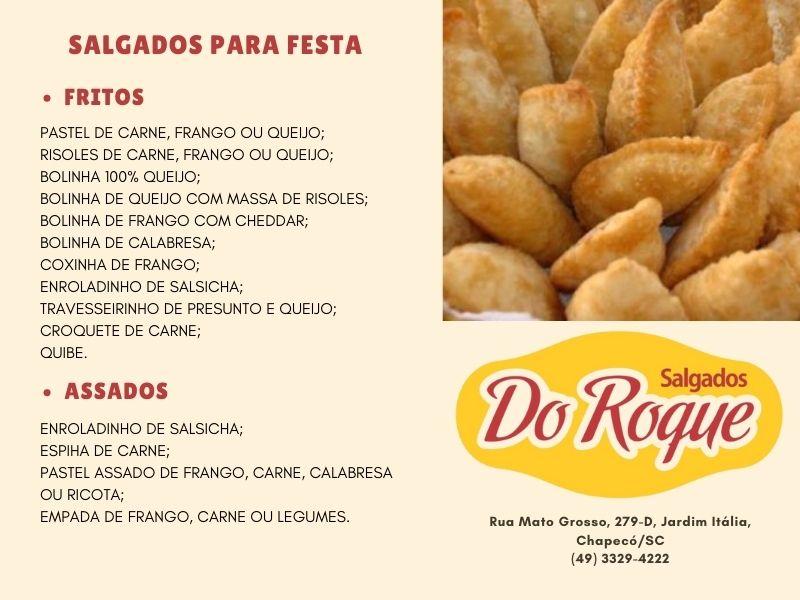 Menu em Salgados do Roque, Chapecó