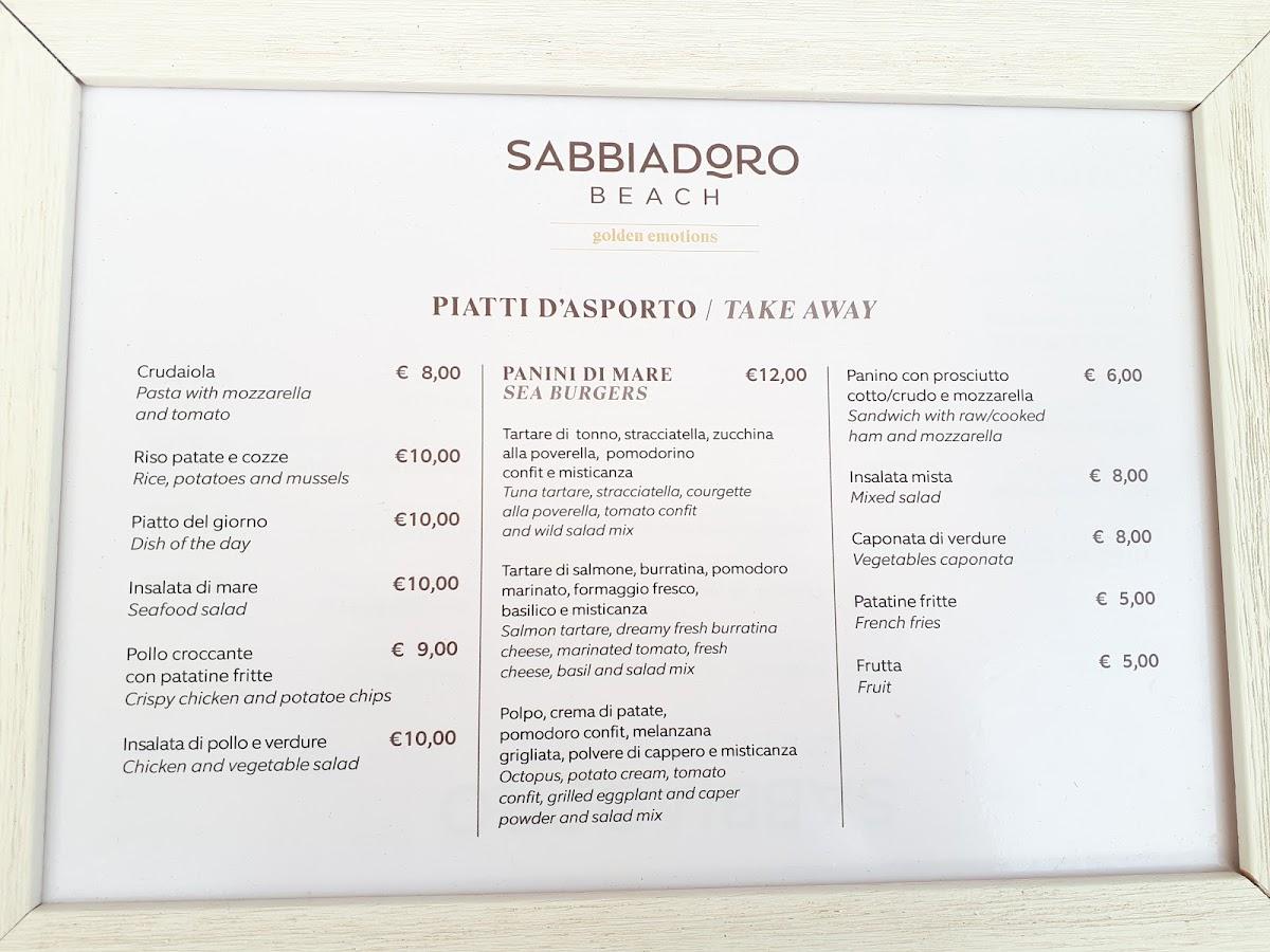 Menu Da Sabbiadoro Beach Restaurant Spiaggia A Capitolo Monopoli