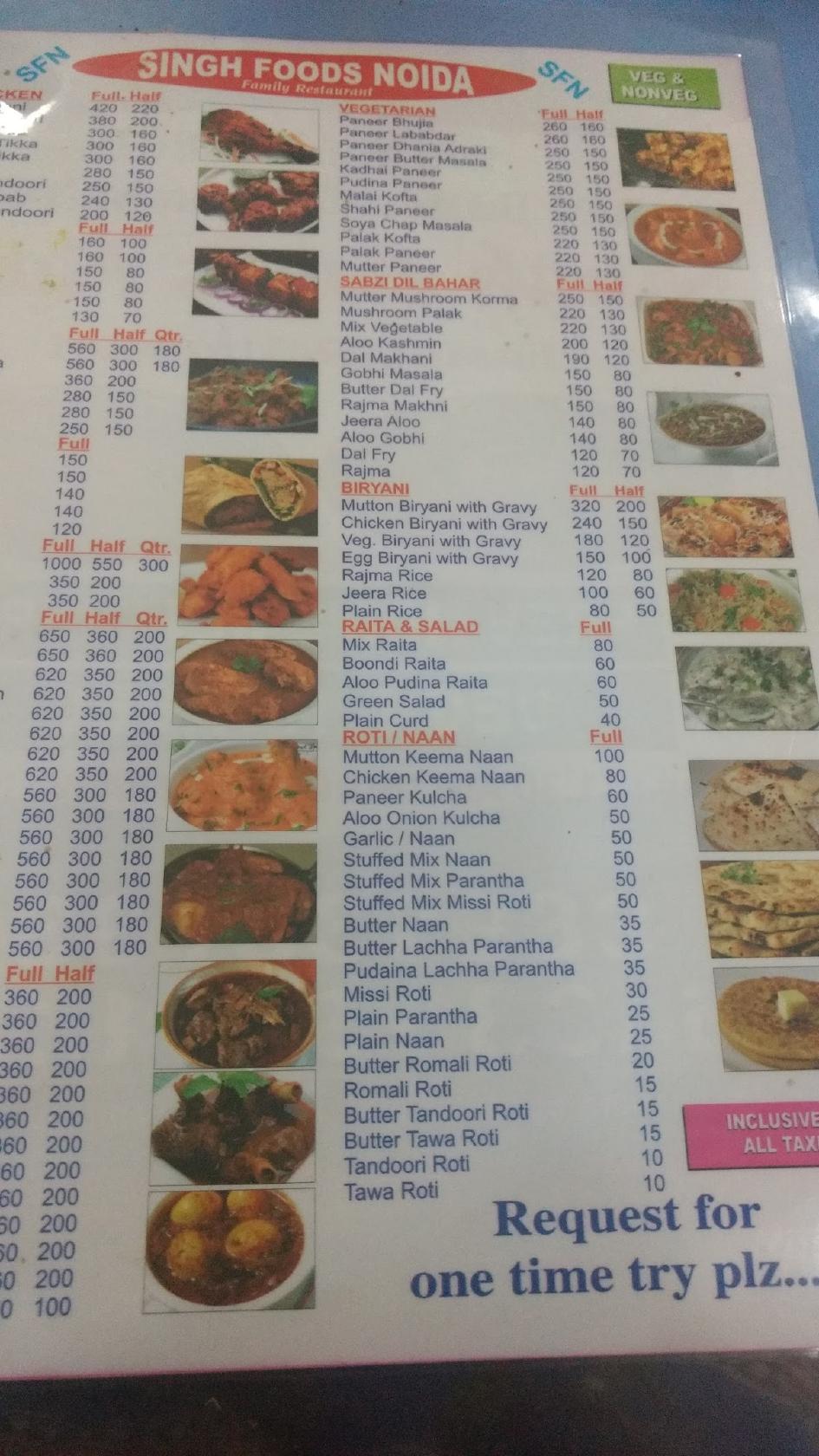 Singh Foods Noida menu